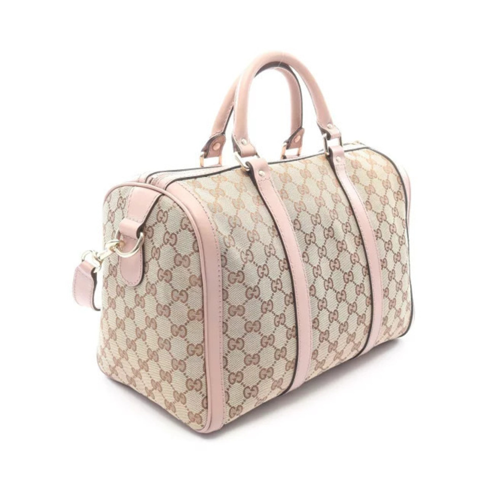 Gucci Canvas Webbing Pink Cream Shoulder Leather Beige Bag GG Cream Tan